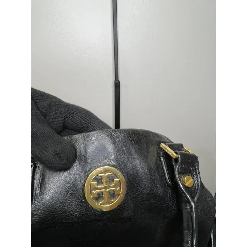 Tory Burch Black Pebbled Leather Large Slouch Tote Satchel Shoulder Bag